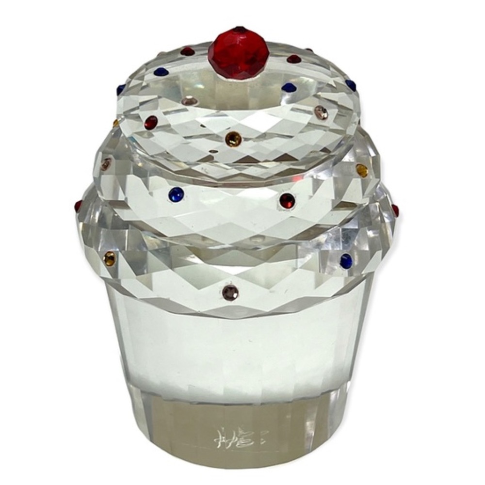 OLEG CASSINI CRYSTAL CUPCAKE PAPERWEIGHT NWT